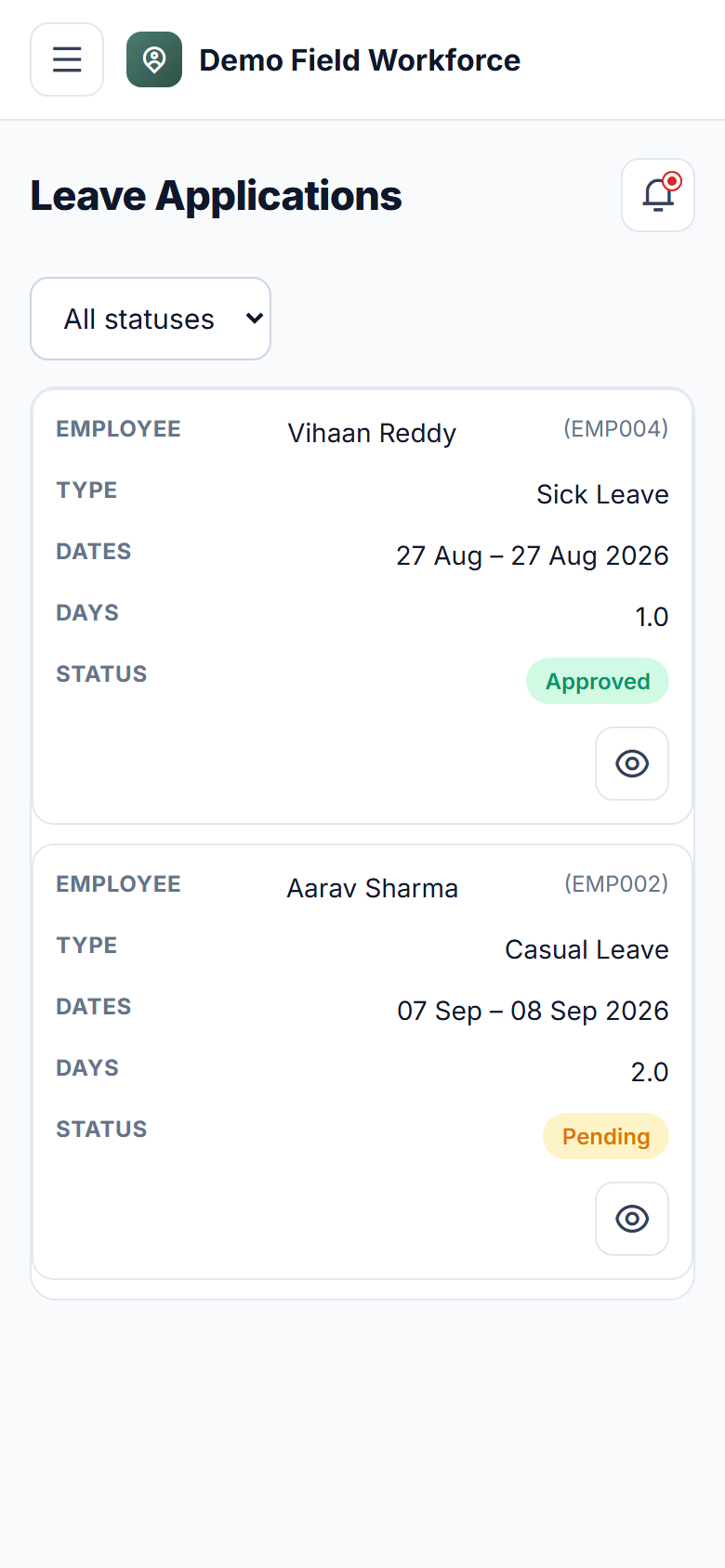 Staff Attendance & Geofencing Software screenshot
