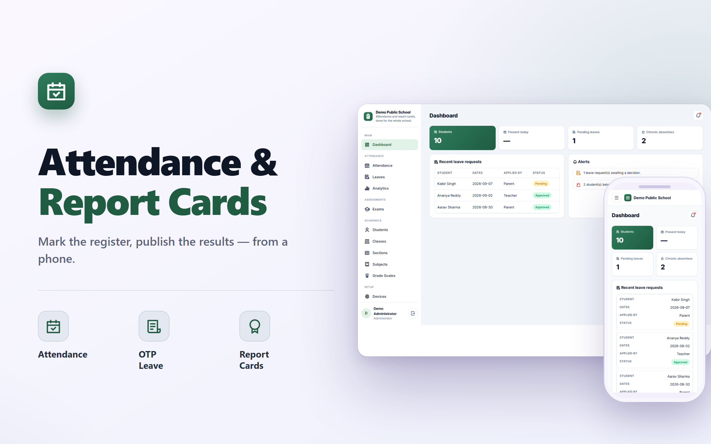 Student Attendance & Report Card Software