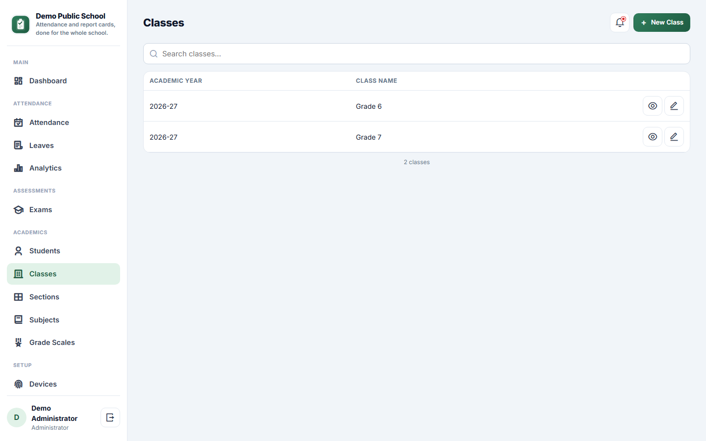 Student Attendance & Report Card Software screenshot
