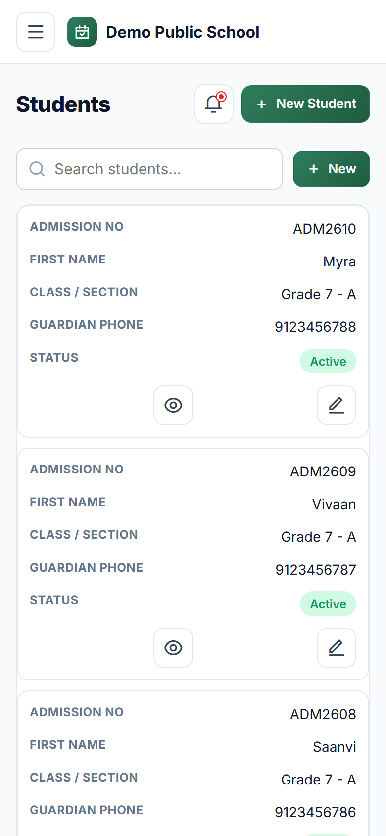 Student Attendance & Report Card Software screenshot