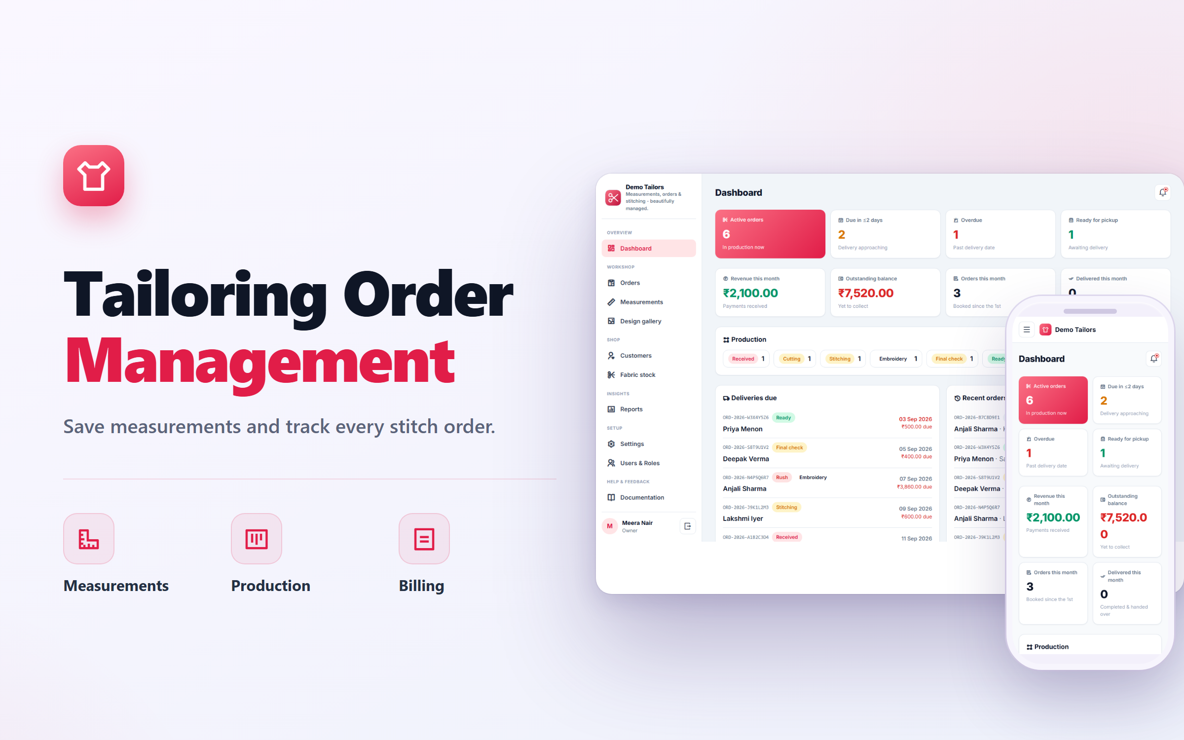 Tailoring & Boutique Order Management System