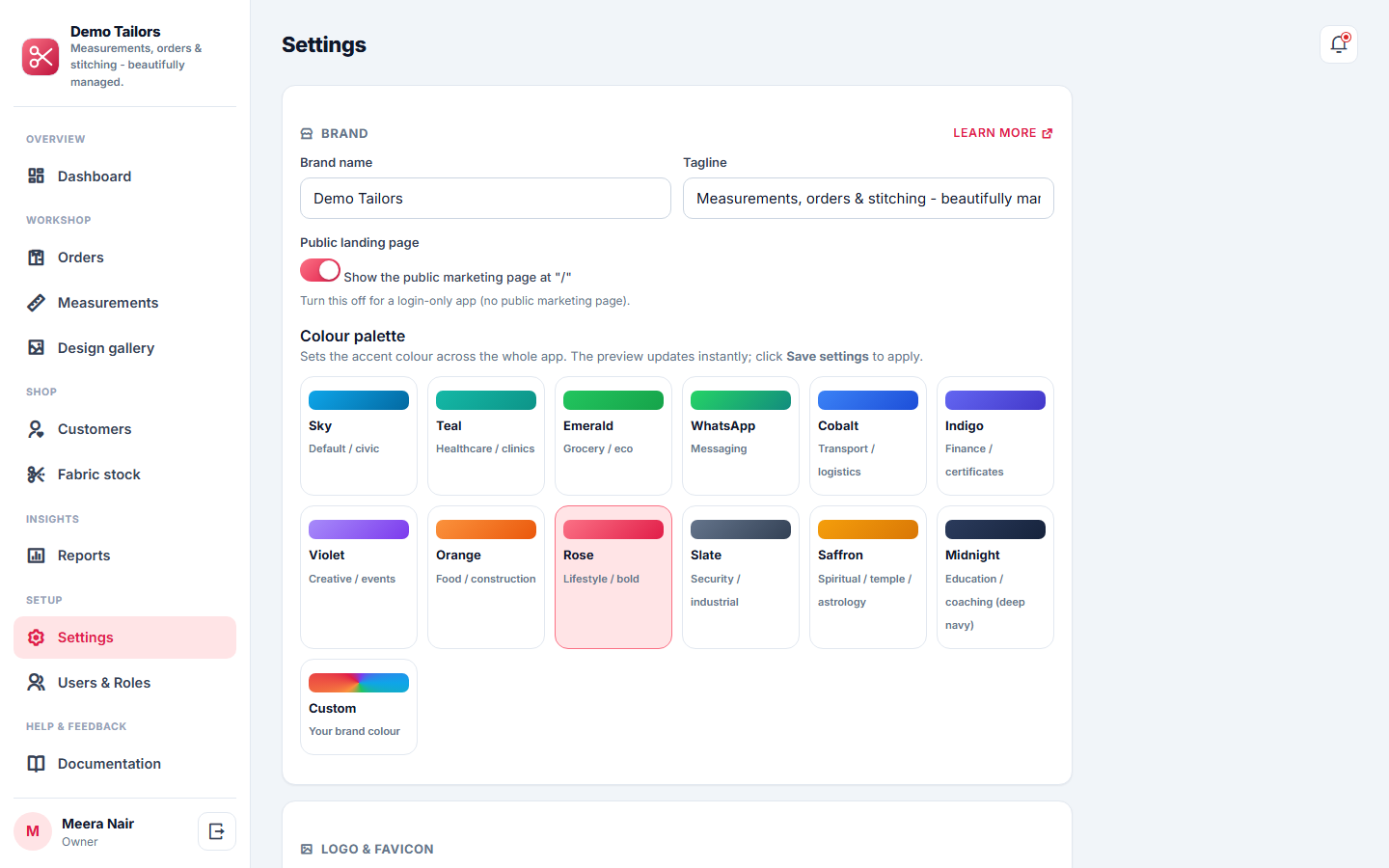 Tailoring & Boutique Order Management System screenshot