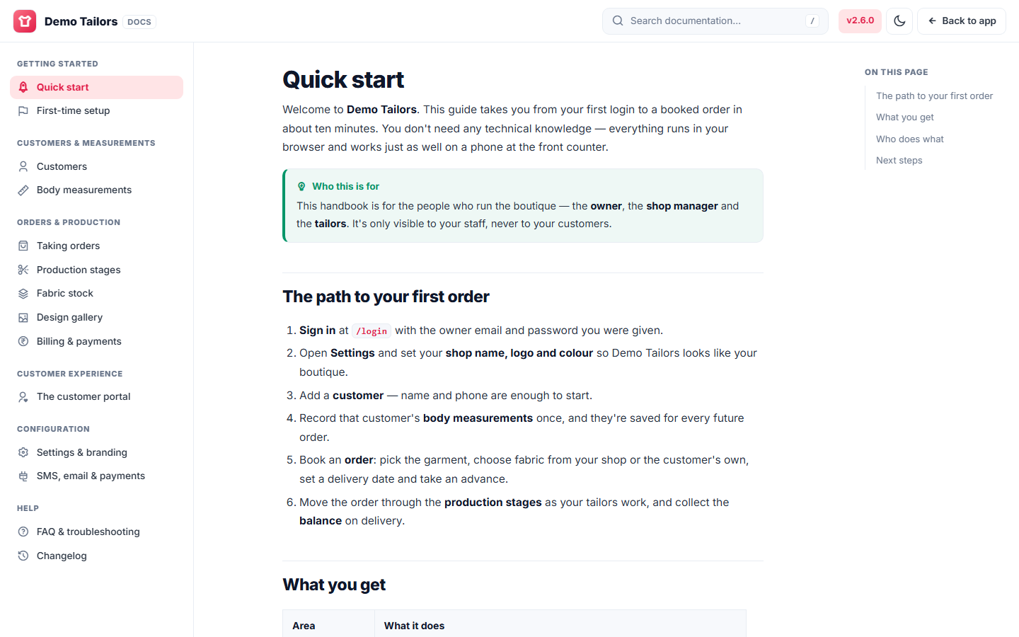 Tailoring & Boutique Order Management System screenshot