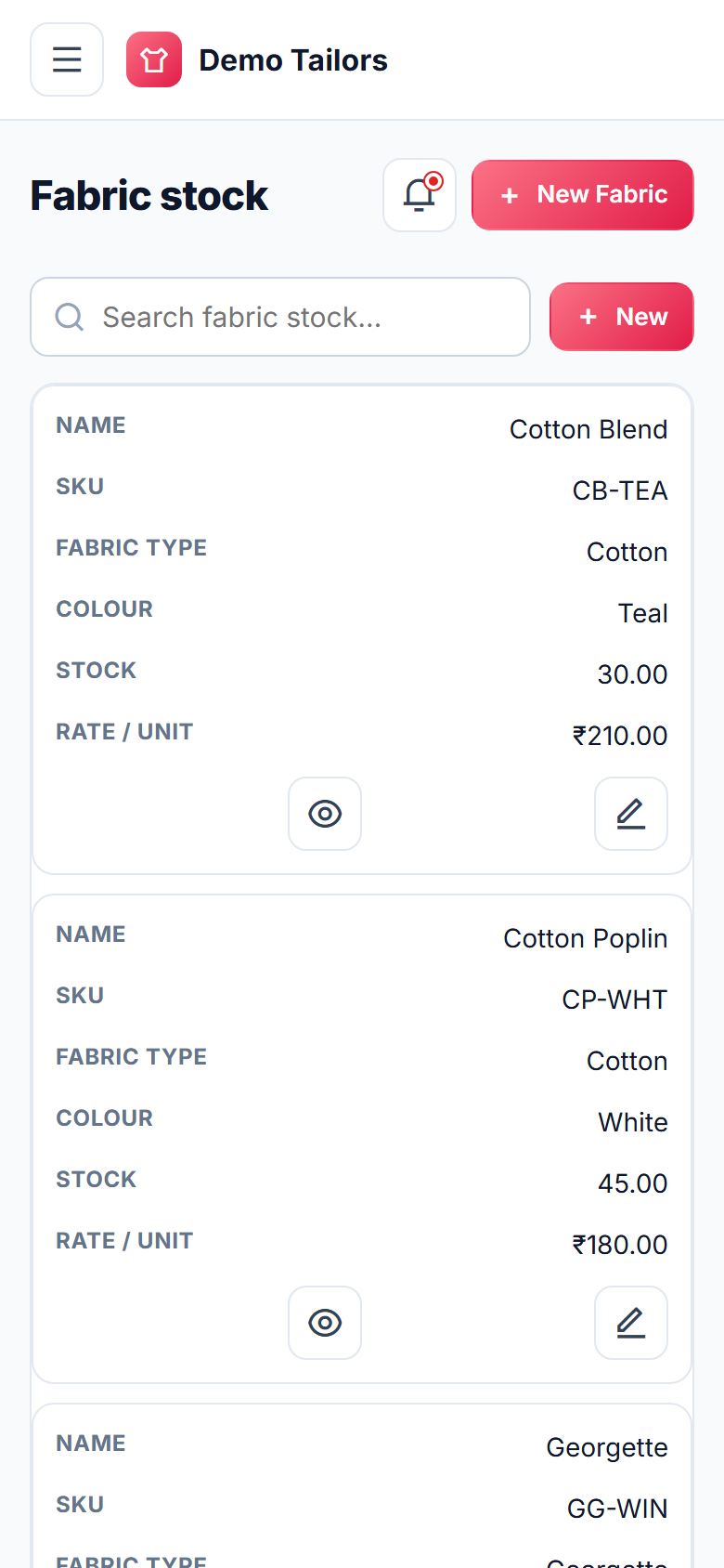 Tailoring & Boutique Order Management System screenshot