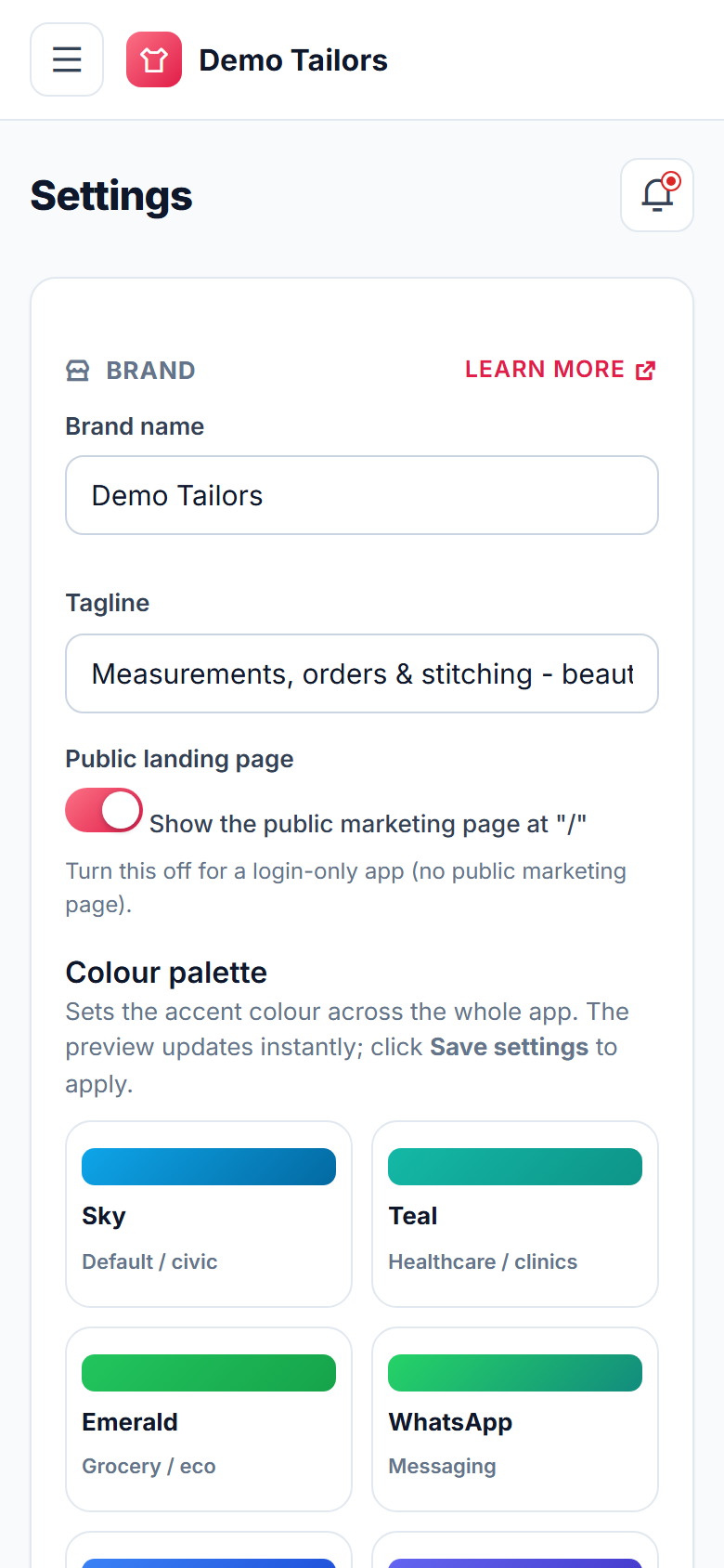 Tailoring & Boutique Order Management System screenshot