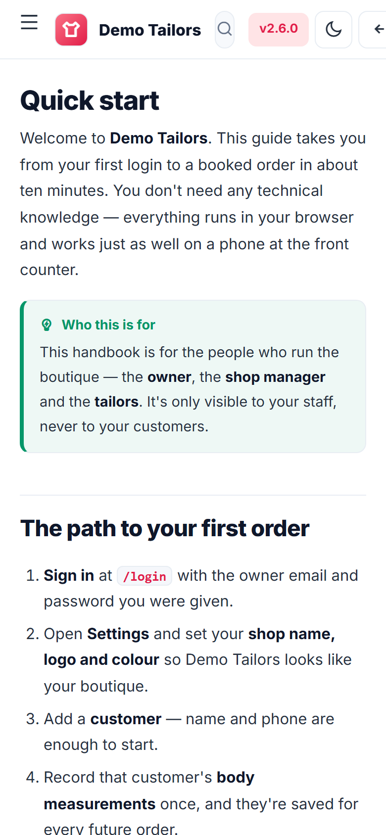 Tailoring & Boutique Order Management System screenshot