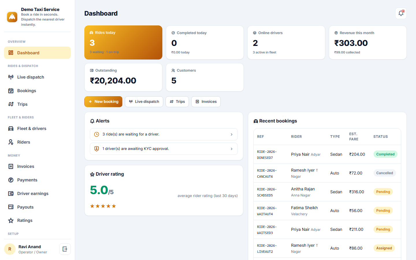Auto / Taxi Booking & Dispatch screenshot