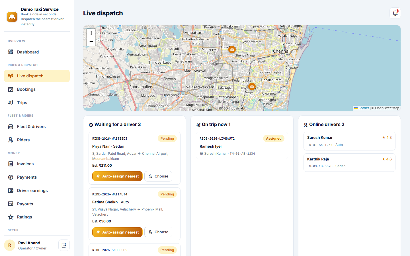 Auto / Taxi Booking & Dispatch screenshot
