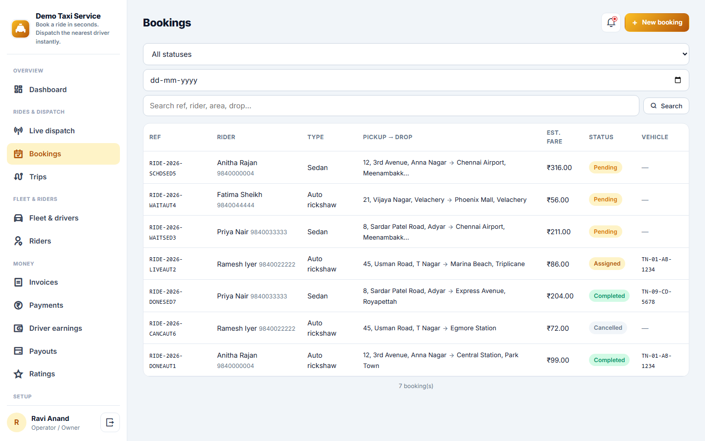 Auto / Taxi Booking & Dispatch screenshot