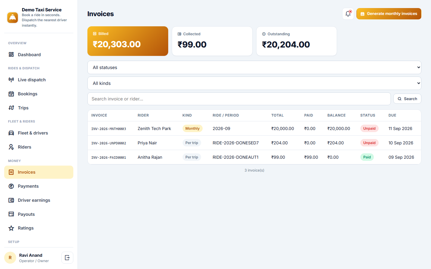Auto / Taxi Booking & Dispatch screenshot