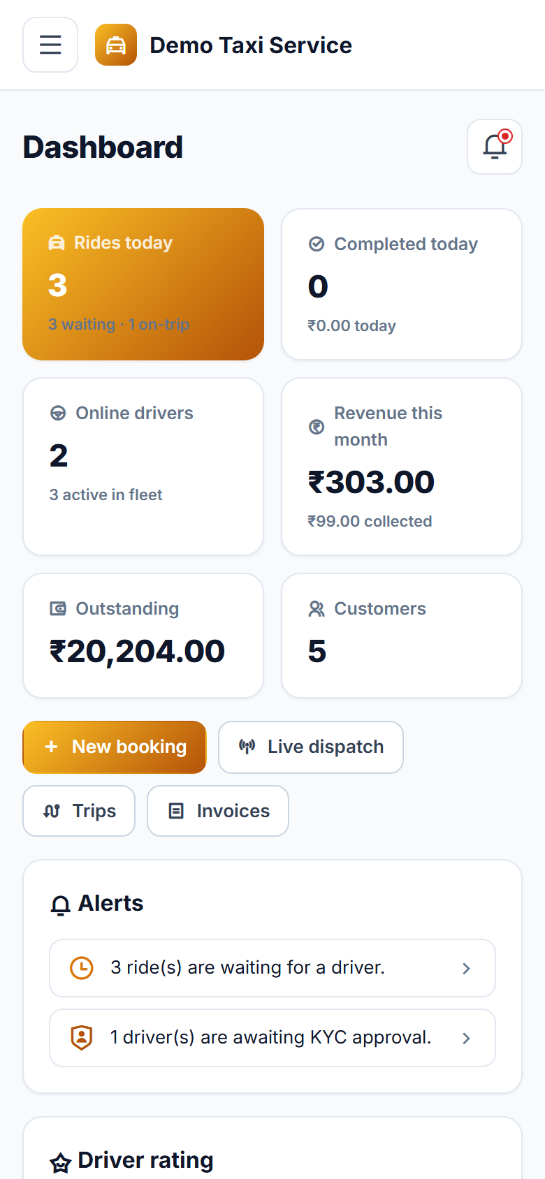 Auto / Taxi Booking & Dispatch screenshot