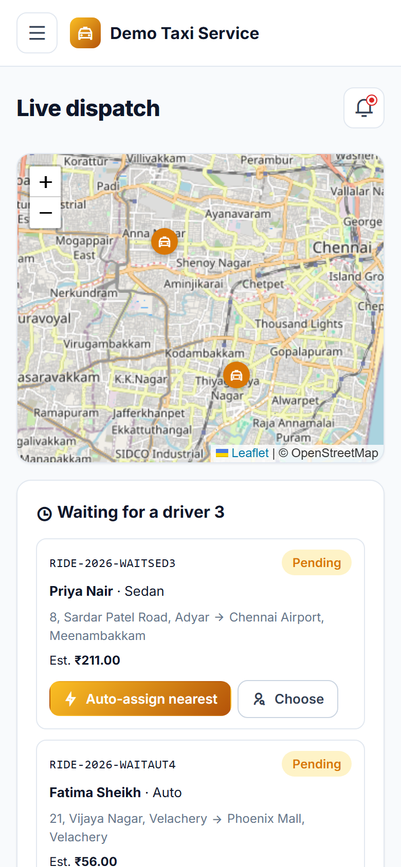 Auto / Taxi Booking & Dispatch screenshot