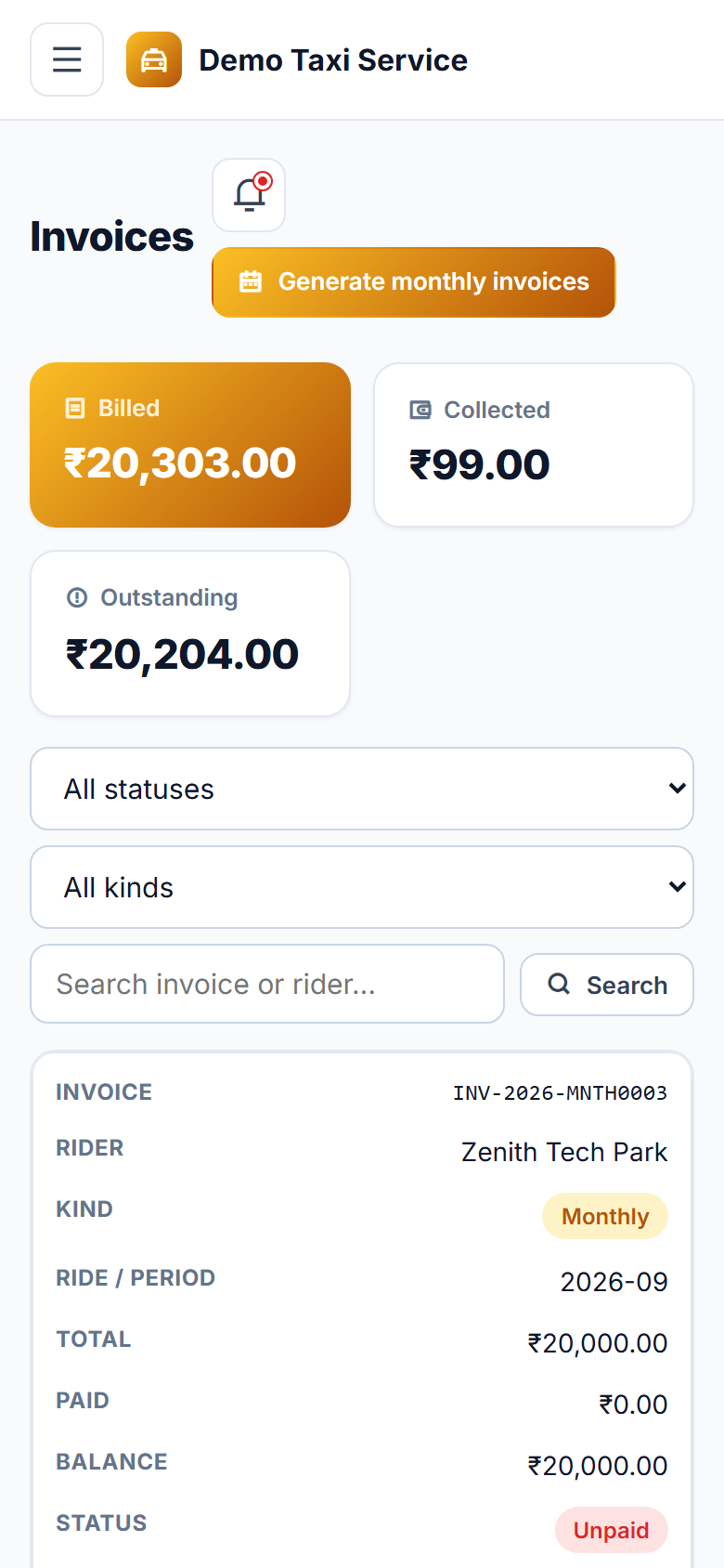 Auto / Taxi Booking & Dispatch screenshot