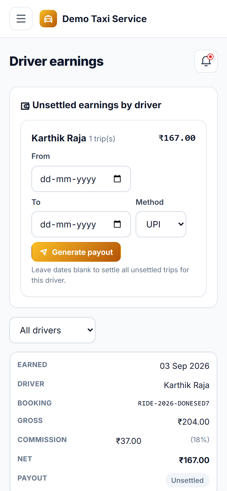 Auto / Taxi Booking & Dispatch screenshot