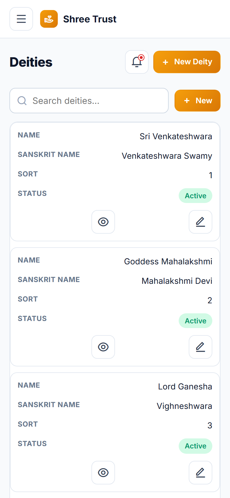Temple and Trust Donation Management Software screenshot