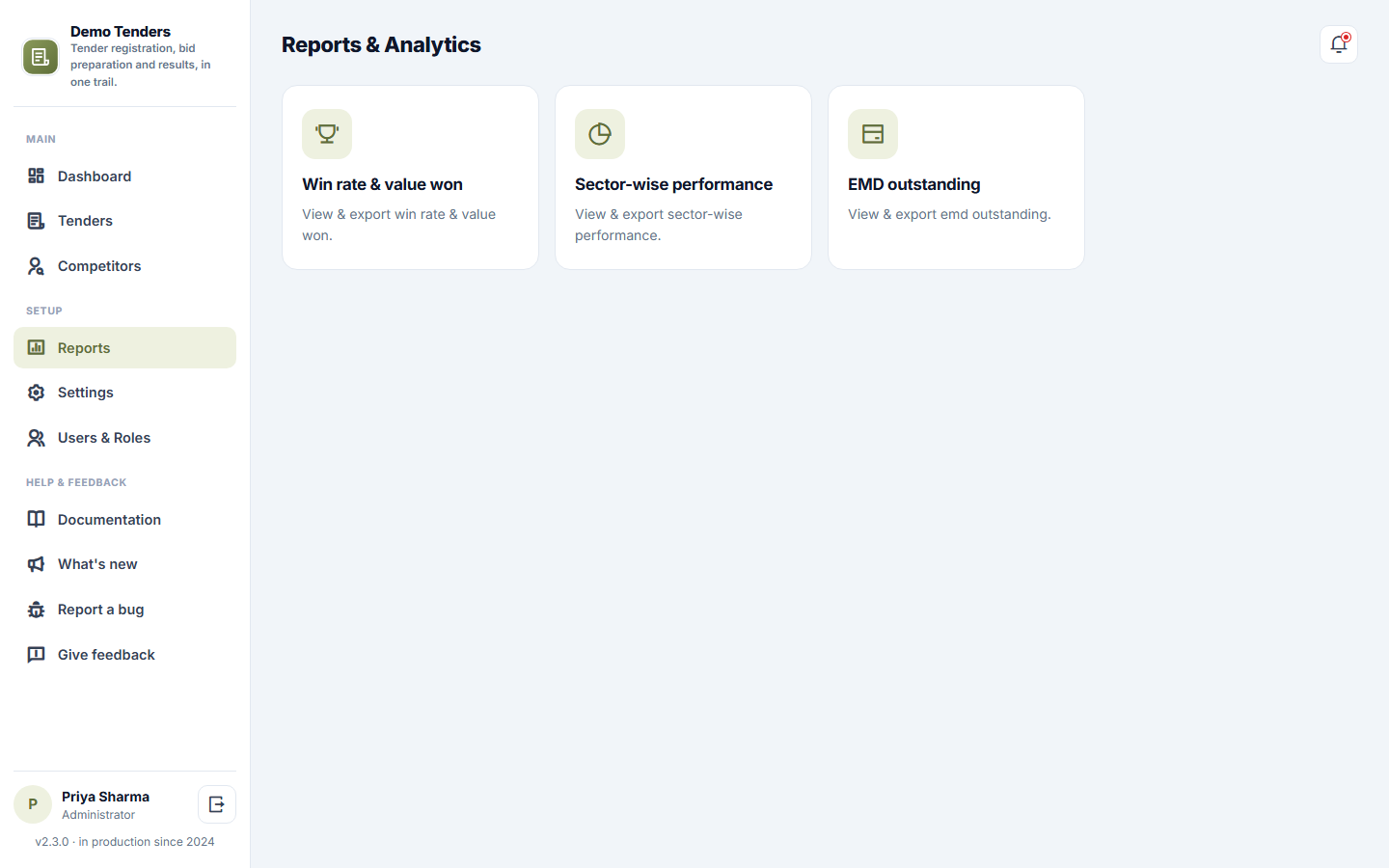 Tender / RFQ Management Software screenshot