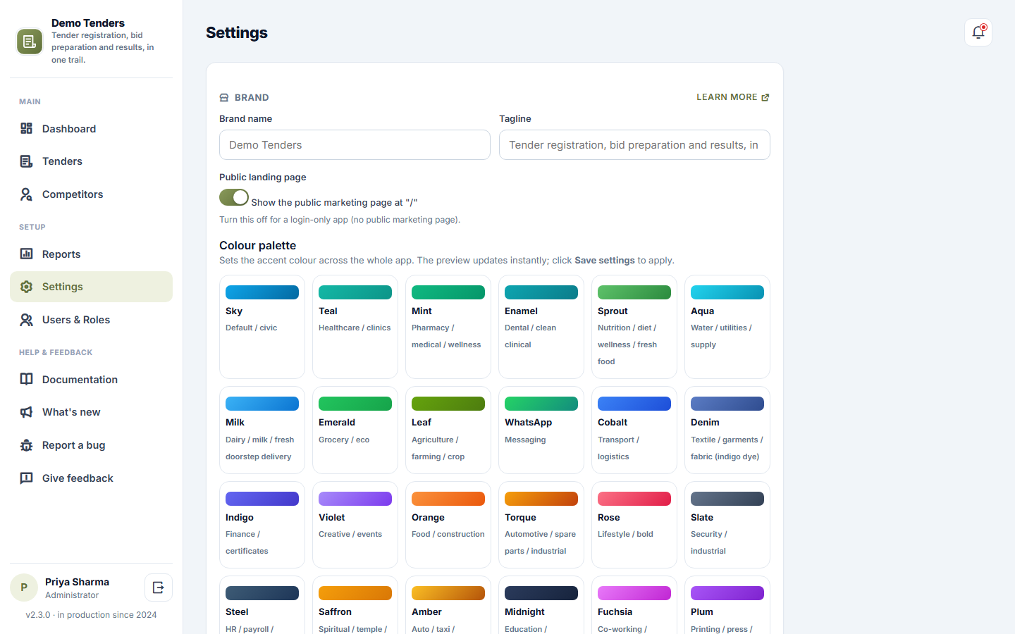 Tender / RFQ Management Software screenshot