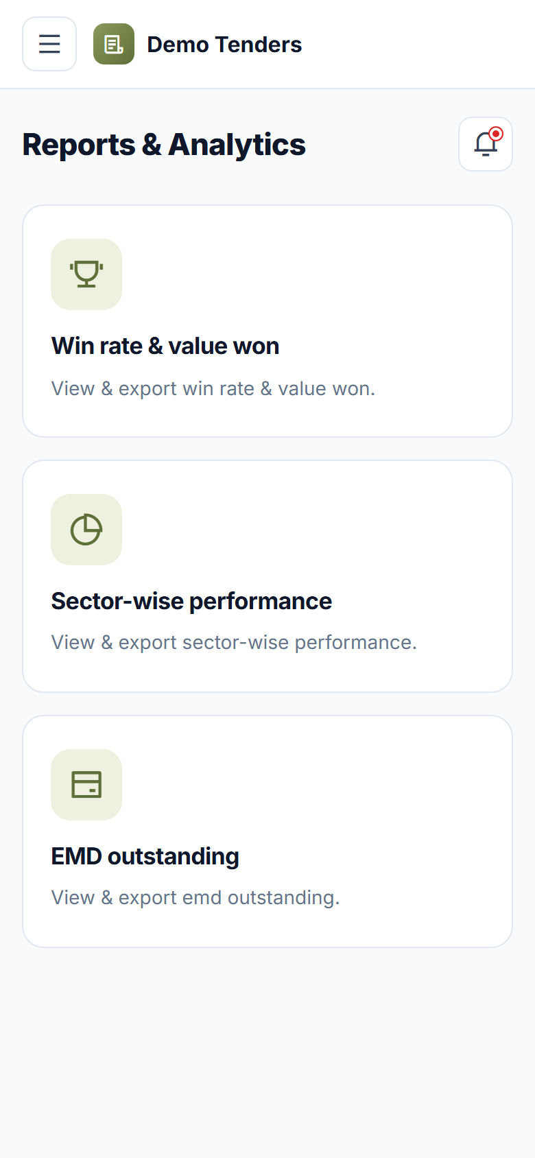 Tender / RFQ Management Software screenshot