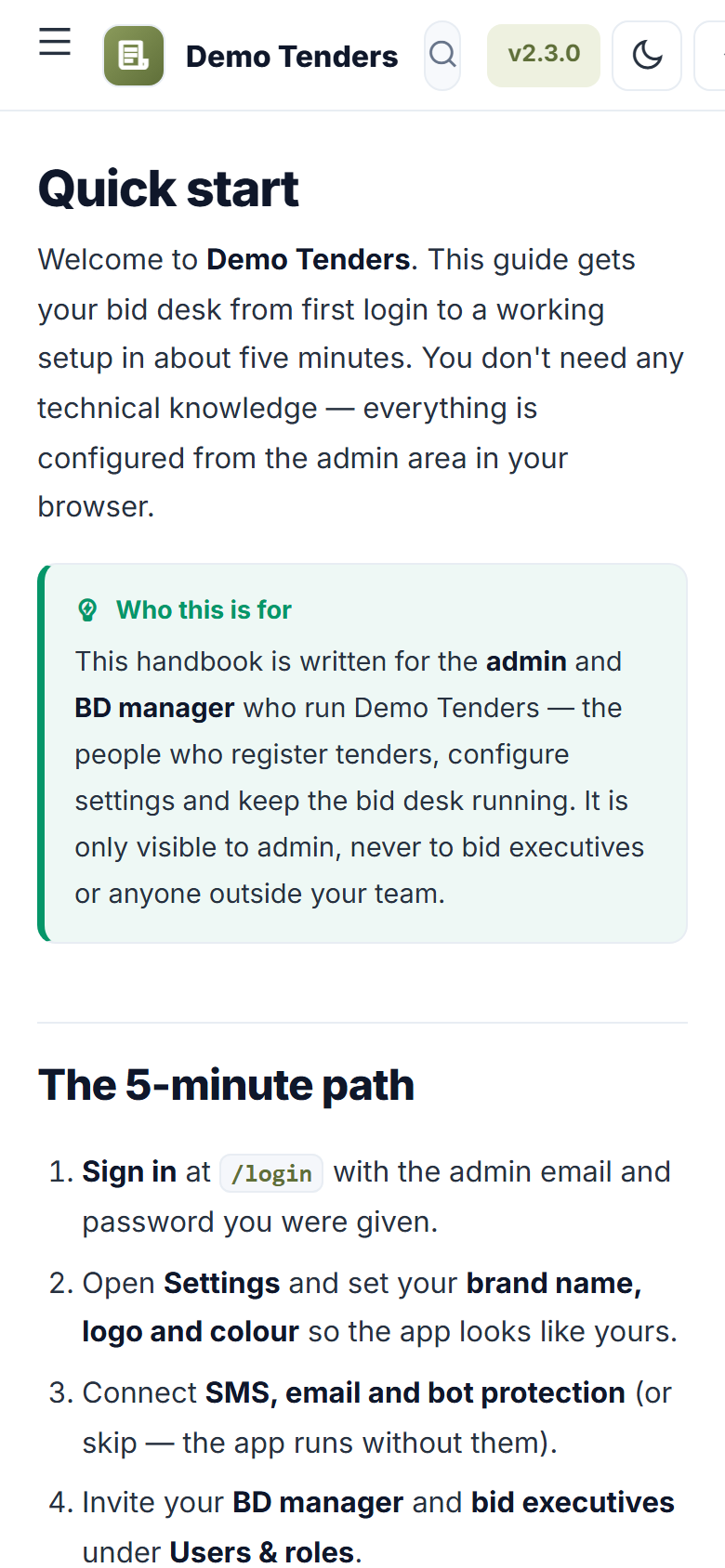 Tender / RFQ Management Software screenshot