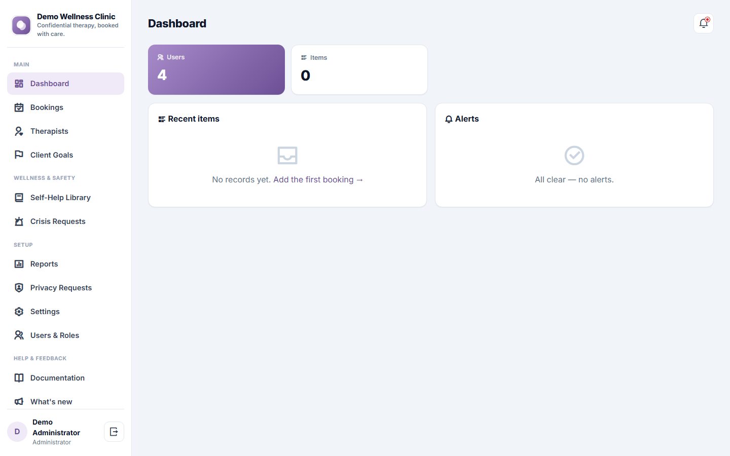 Mental Health Therapy Booking Software screenshot