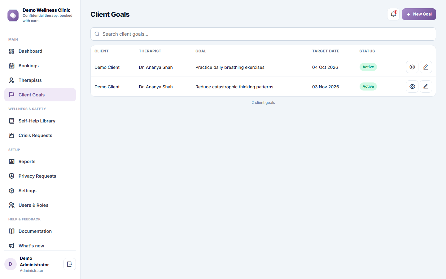 Mental Health Therapy Booking Software screenshot