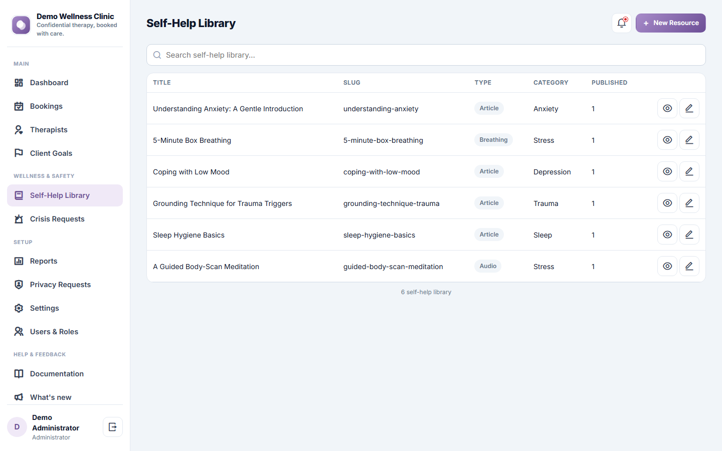 Mental Health Therapy Booking Software screenshot