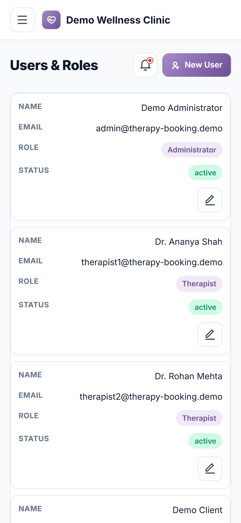 Mental Health Therapy Booking Software screenshot