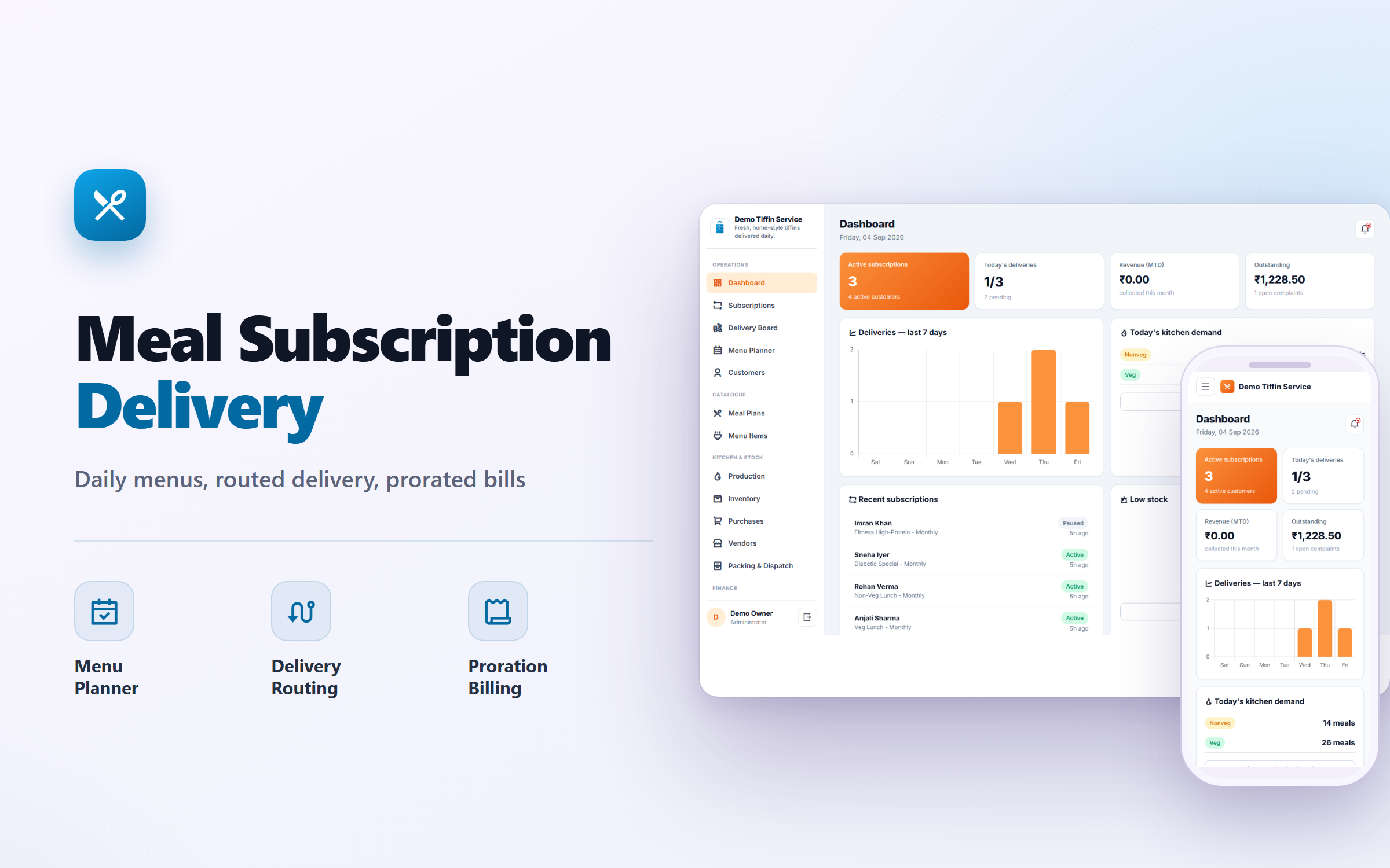 Tiffin & Meal Subscription Delivery Software
