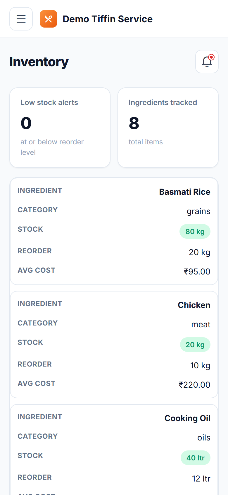 Tiffin & Meal Subscription Delivery Software screenshot