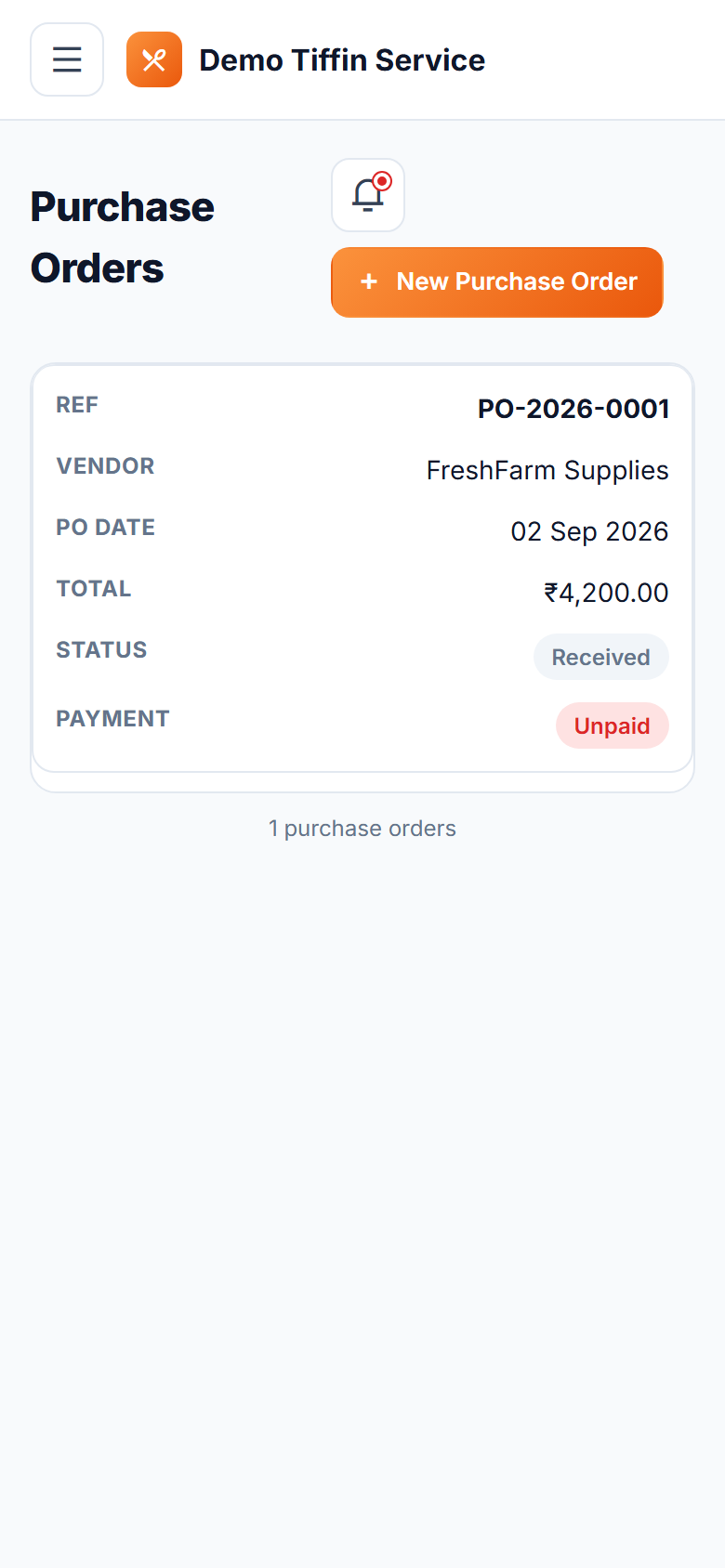 Tiffin & Meal Subscription Delivery Software screenshot