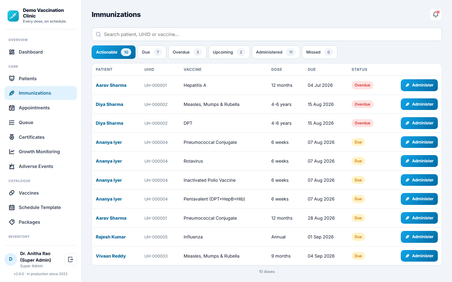 Vaccination & Immunization Management Software screenshot