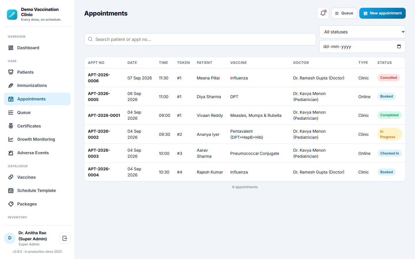 Vaccination & Immunization Management Software screenshot