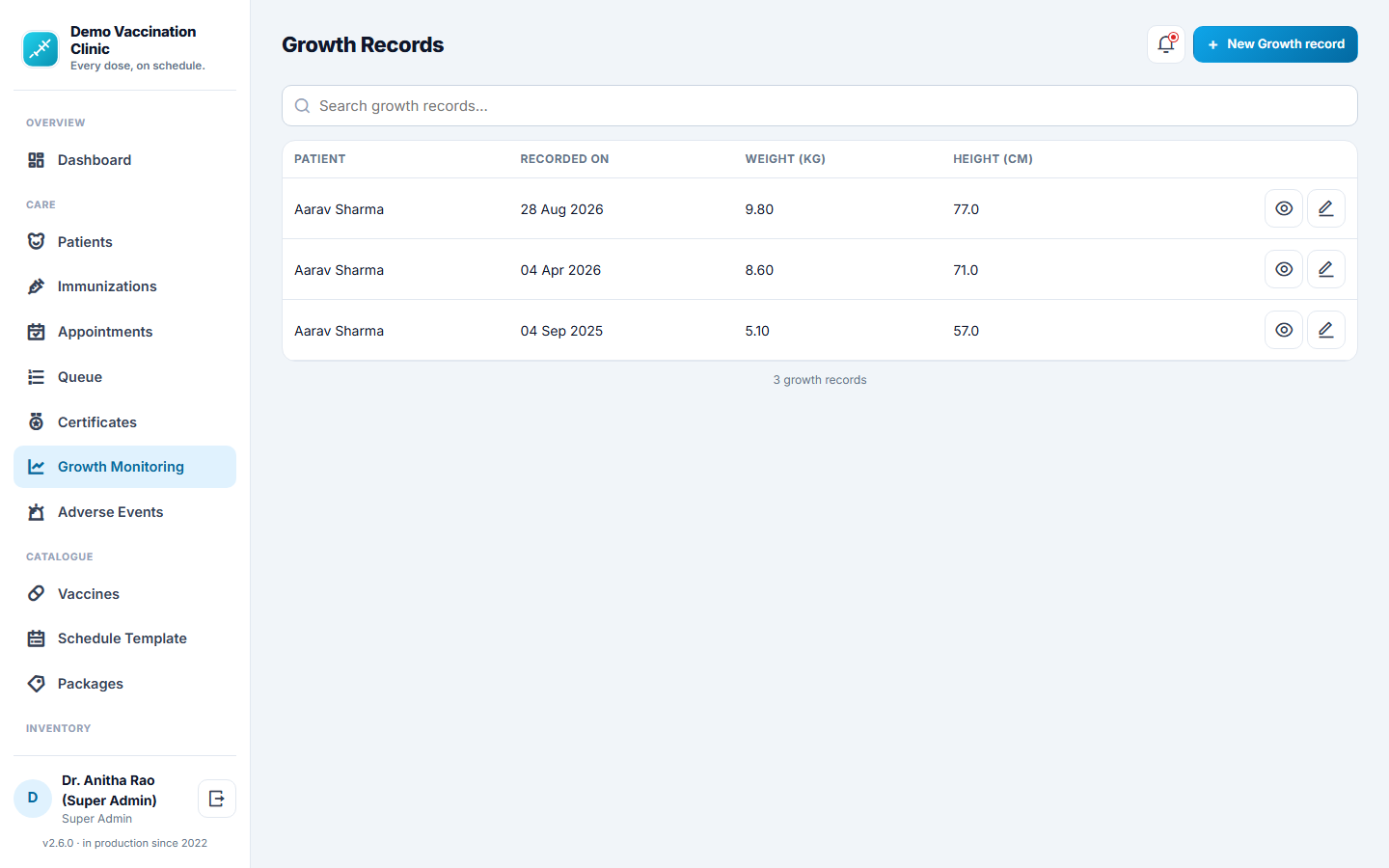 Vaccination & Immunization Management Software screenshot