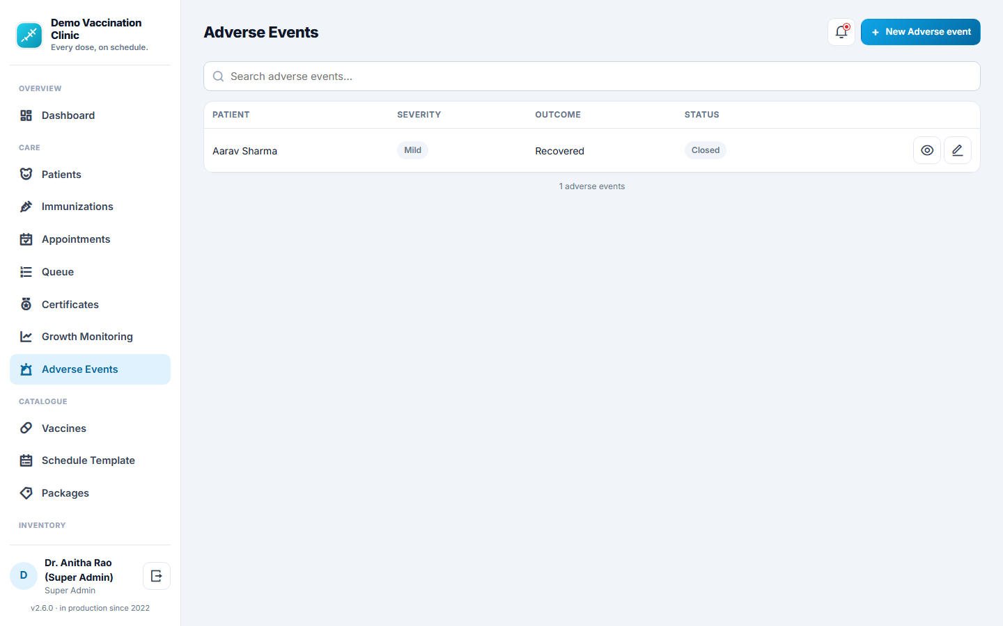 Vaccination & Immunization Management Software screenshot