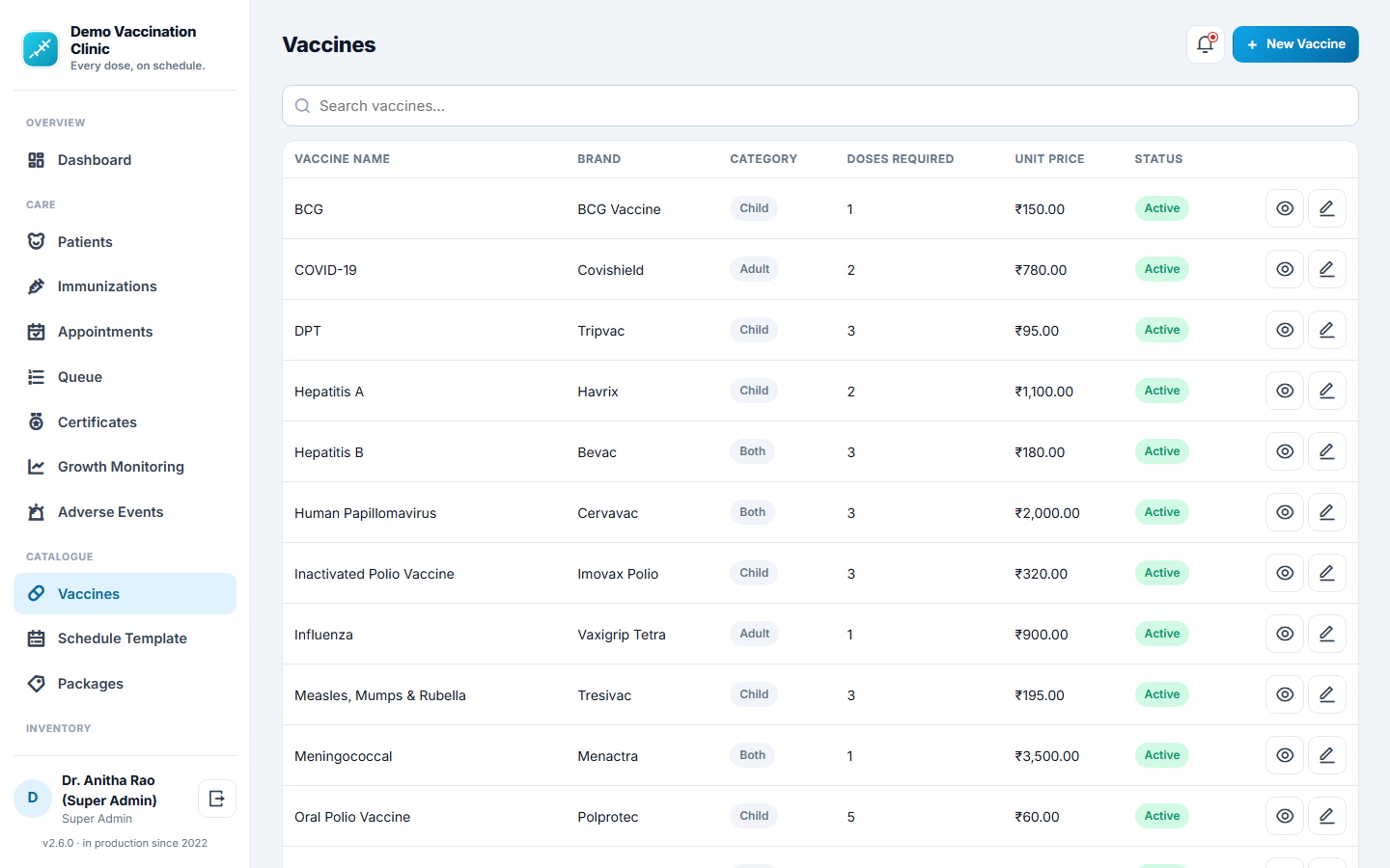 Vaccination & Immunization Management Software screenshot