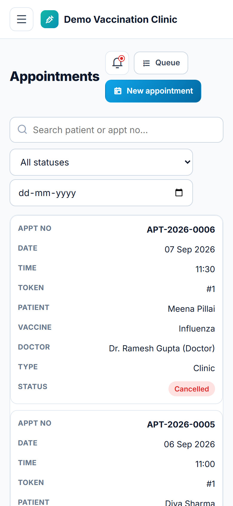 Vaccination & Immunization Management Software screenshot