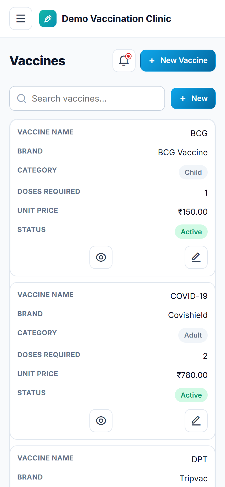 Vaccination & Immunization Management Software screenshot