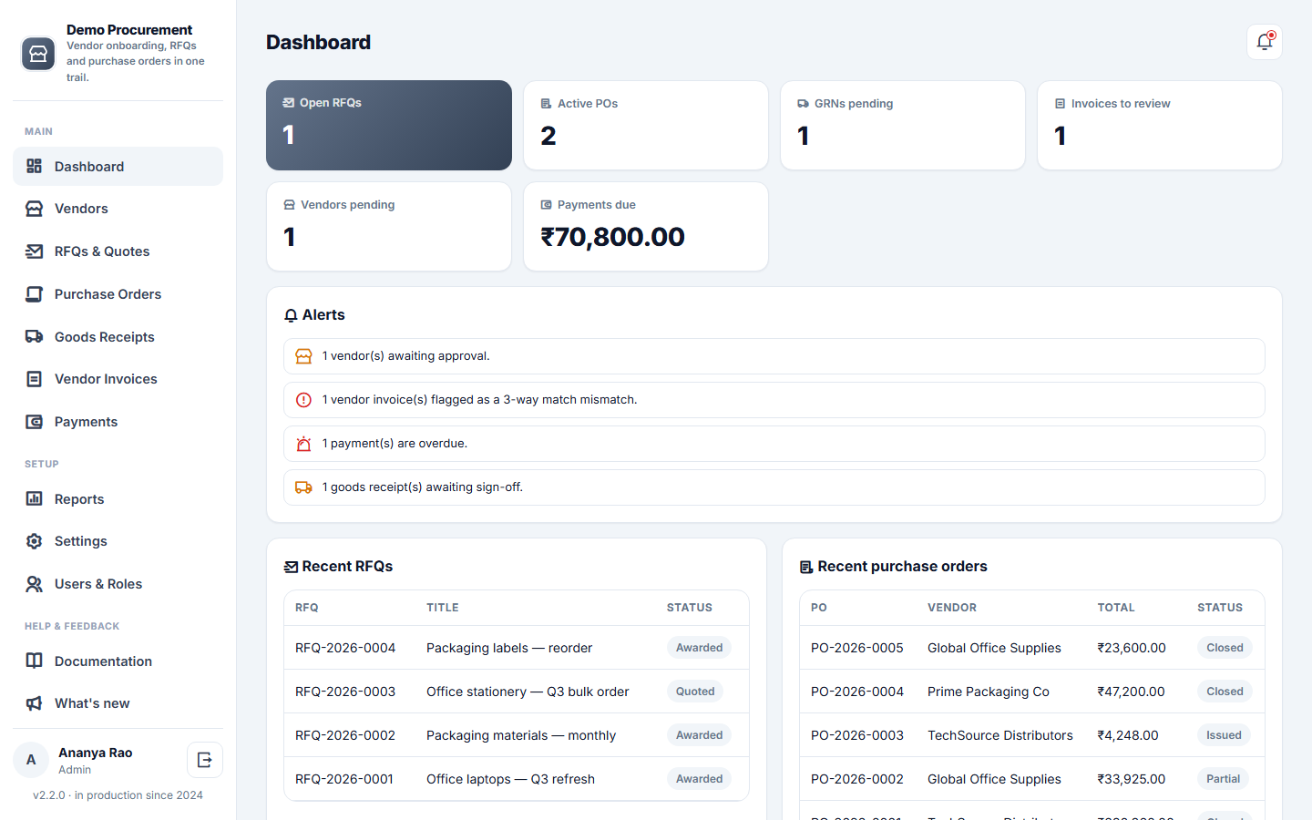 Vendor & Supplier Management Software screenshot