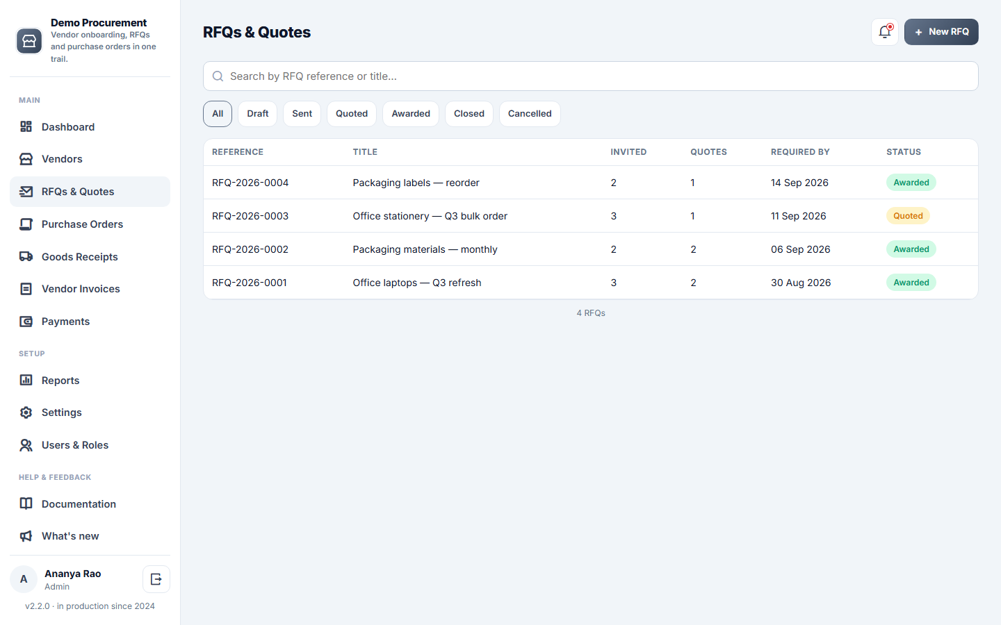 Vendor & Supplier Management Software screenshot