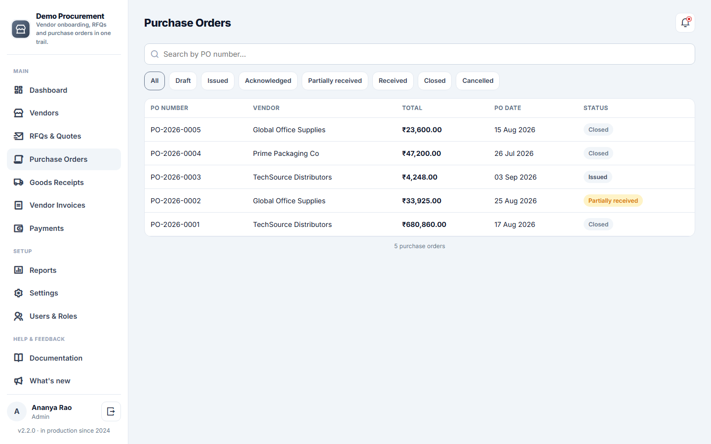 Vendor & Supplier Management Software screenshot