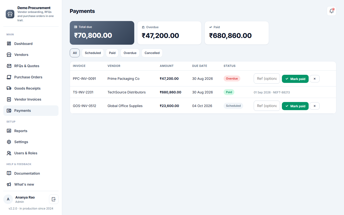 Vendor & Supplier Management Software screenshot