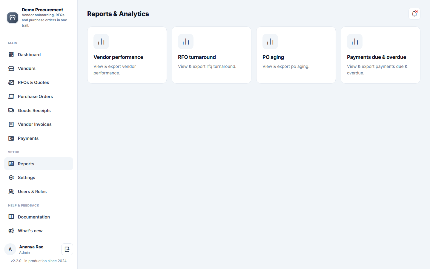 Vendor & Supplier Management Software screenshot