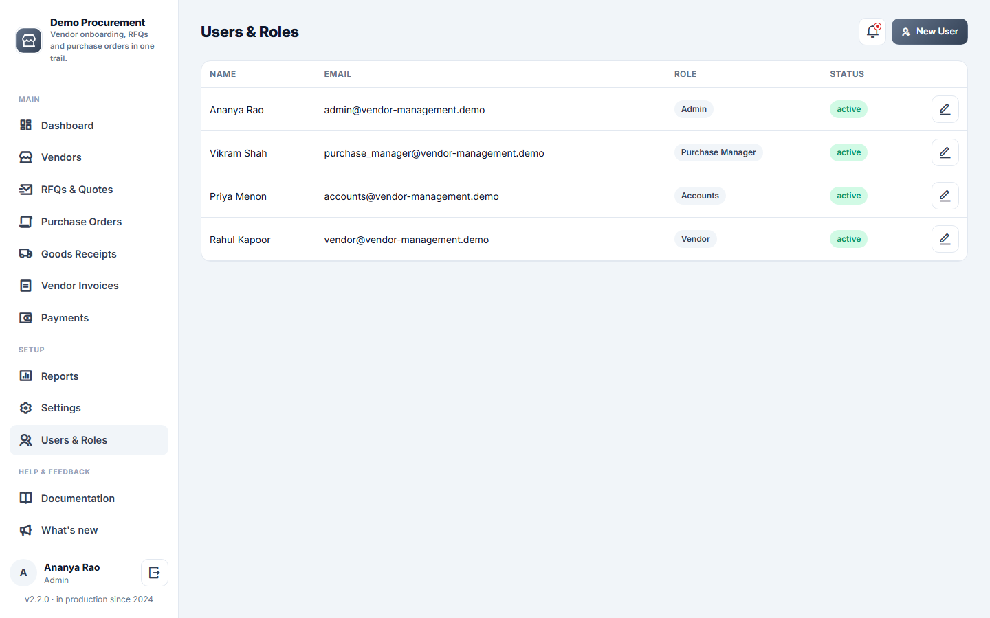 Vendor & Supplier Management Software screenshot