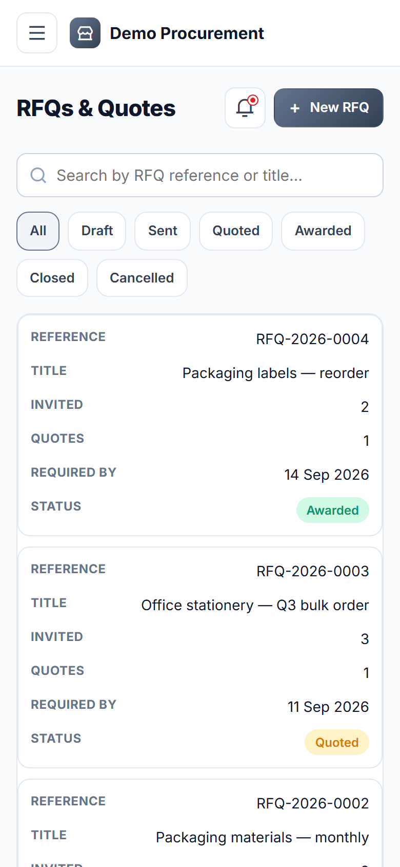 Vendor & Supplier Management Software screenshot