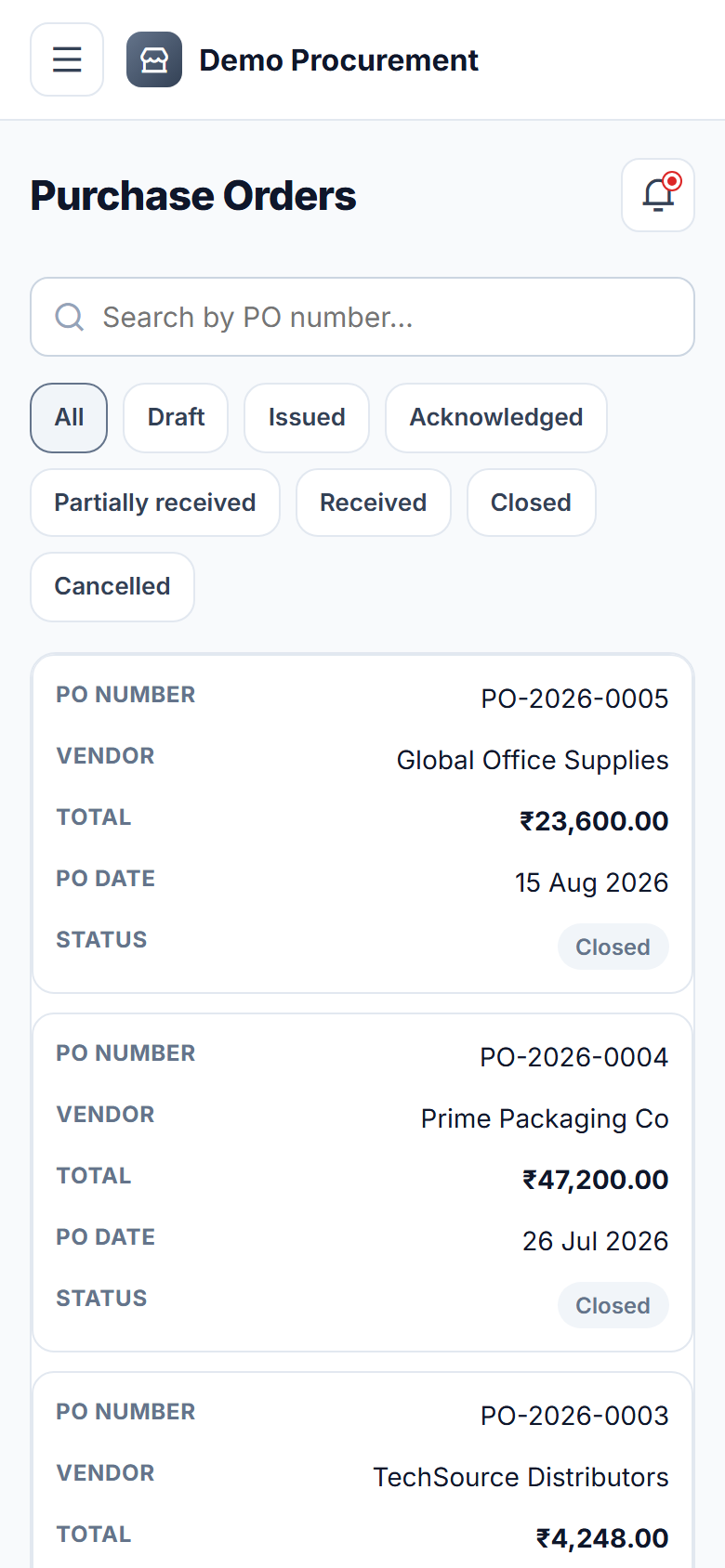 Vendor & Supplier Management Software screenshot