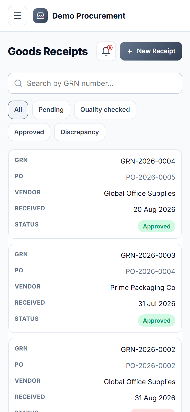 Vendor & Supplier Management Software screenshot