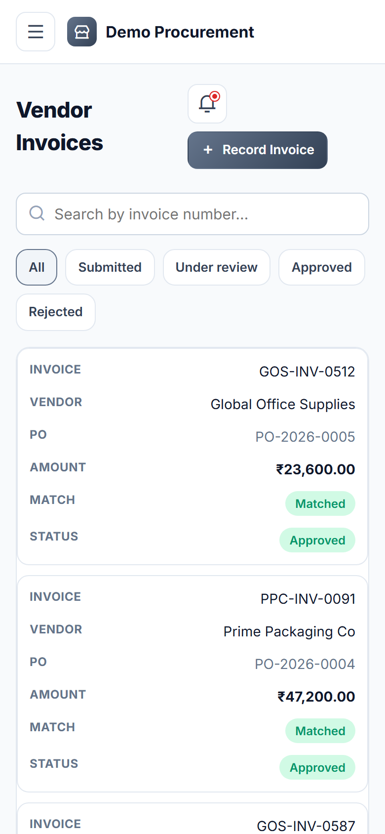 Vendor & Supplier Management Software screenshot