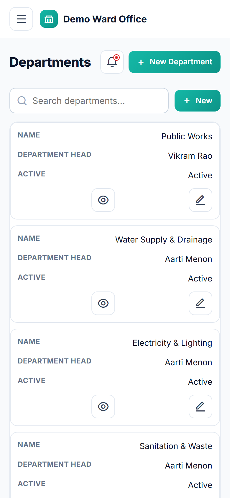 Panchayat & Ward Complaint Management System screenshot