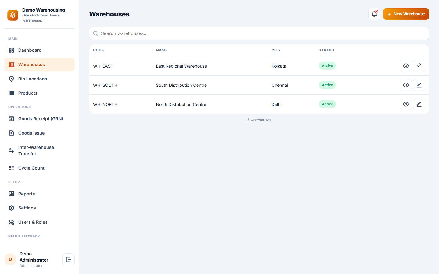 Multi-Warehouse Inventory Management Software screenshot