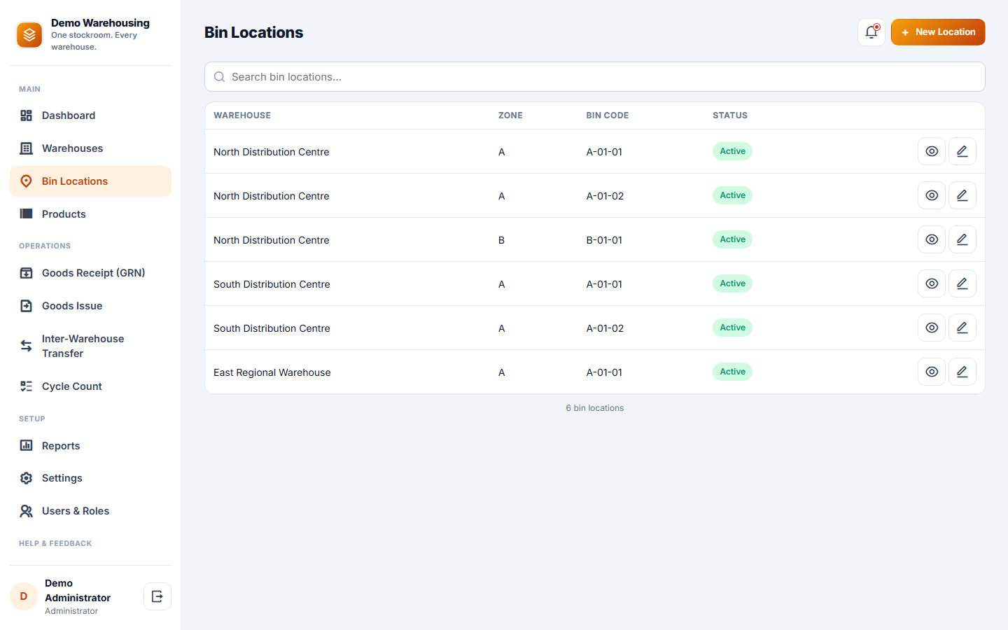 Multi-Warehouse Inventory Management Software screenshot